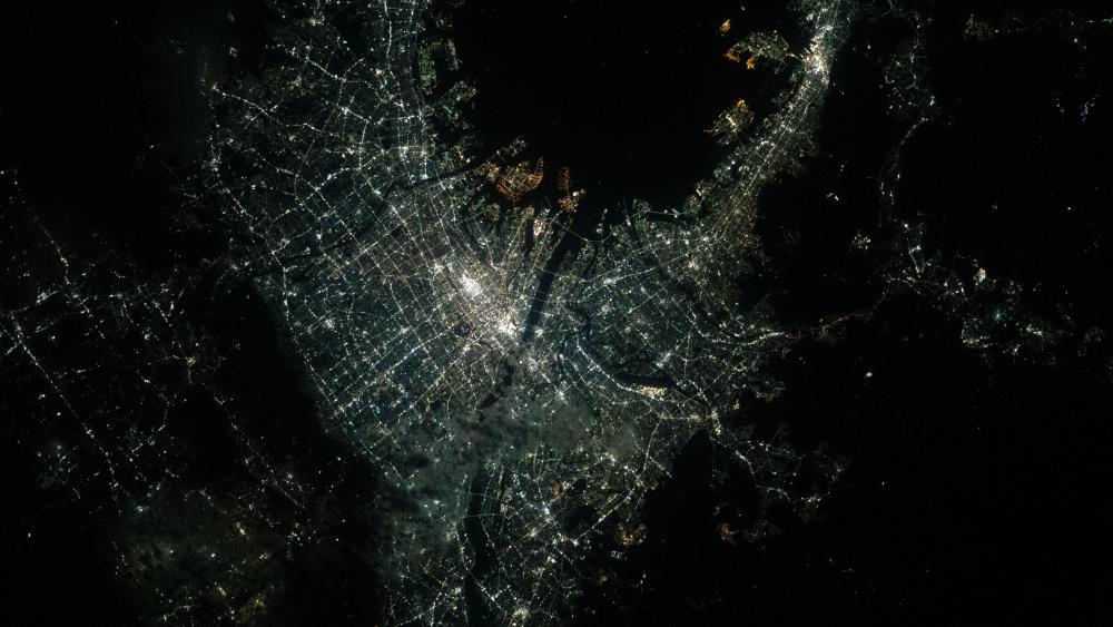 Osaka, Japan at Night from Space wallpaper