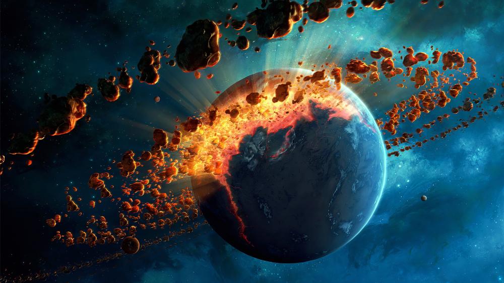 Cataclysmic Asteroid Belt Around Earth wallpaper