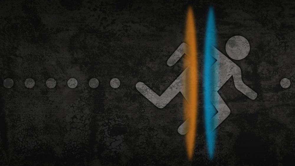 Portal Inspired Dual Monitor Background wallpaper