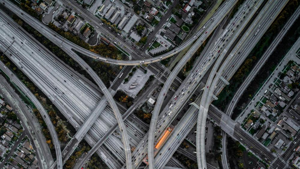 Arial View of Judge Harry Pregerson Interchange in Los Angeles wallpaper