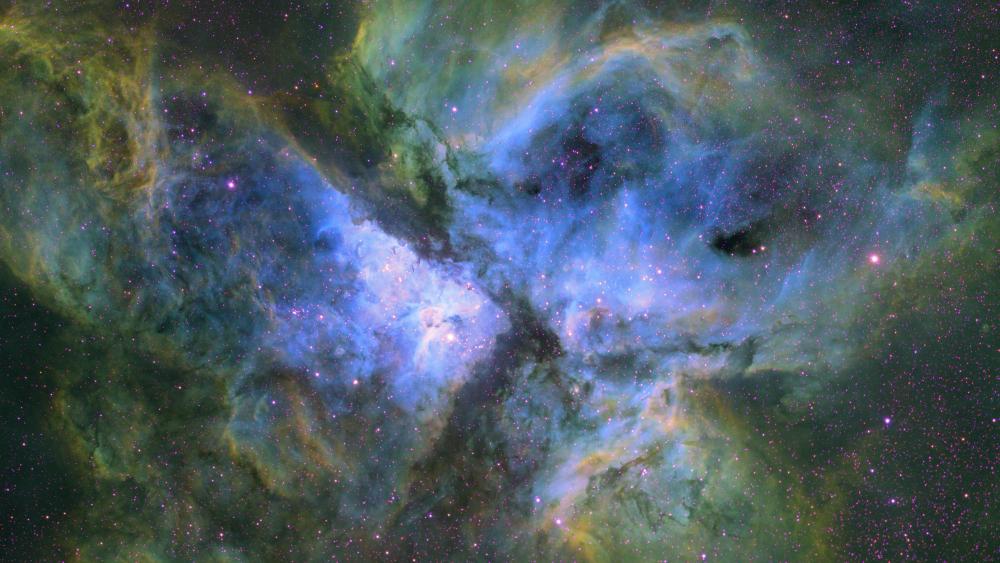 Carina Nebula in Hubble Palette Rasa 8 wallpaper