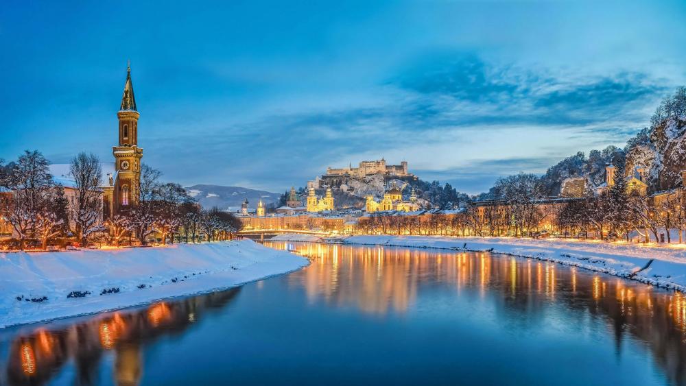 Salzburg in wintertime wallpaper