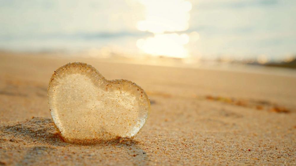 Heart in the sand wallpaper