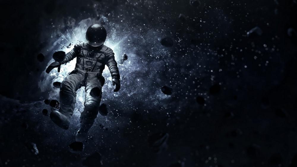 Astronaut Adrift in Cosmic Abyss wallpaper