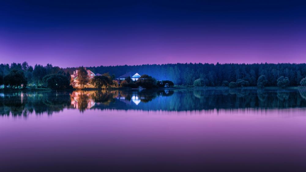 Tranquil Twilight Serenity by the Lake wallpaper