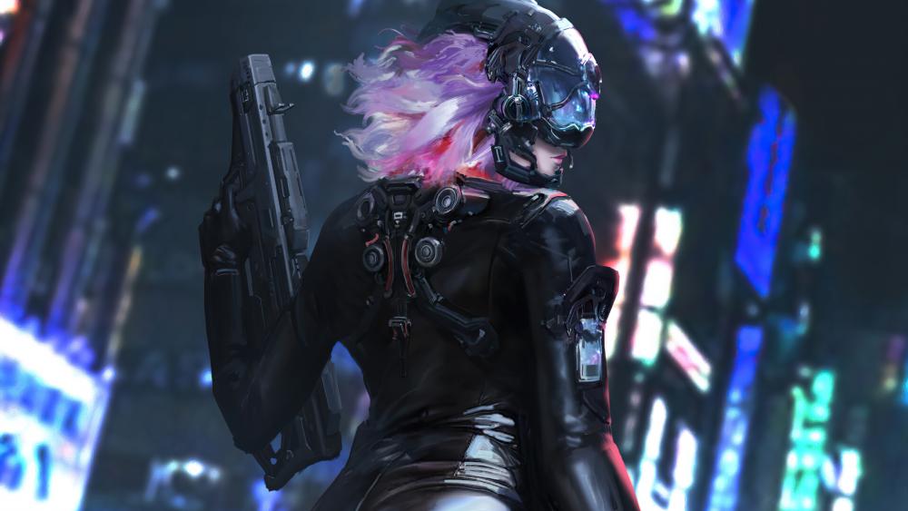 Cyberpunk Vanguard with Neon Flair wallpaper
