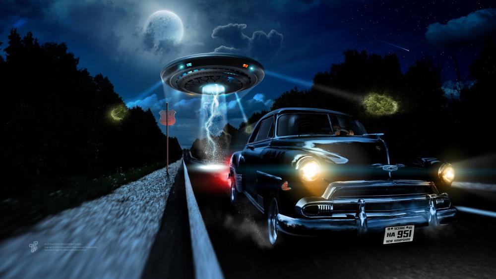 Midnight Encounter with a Mysterious UFO wallpaper