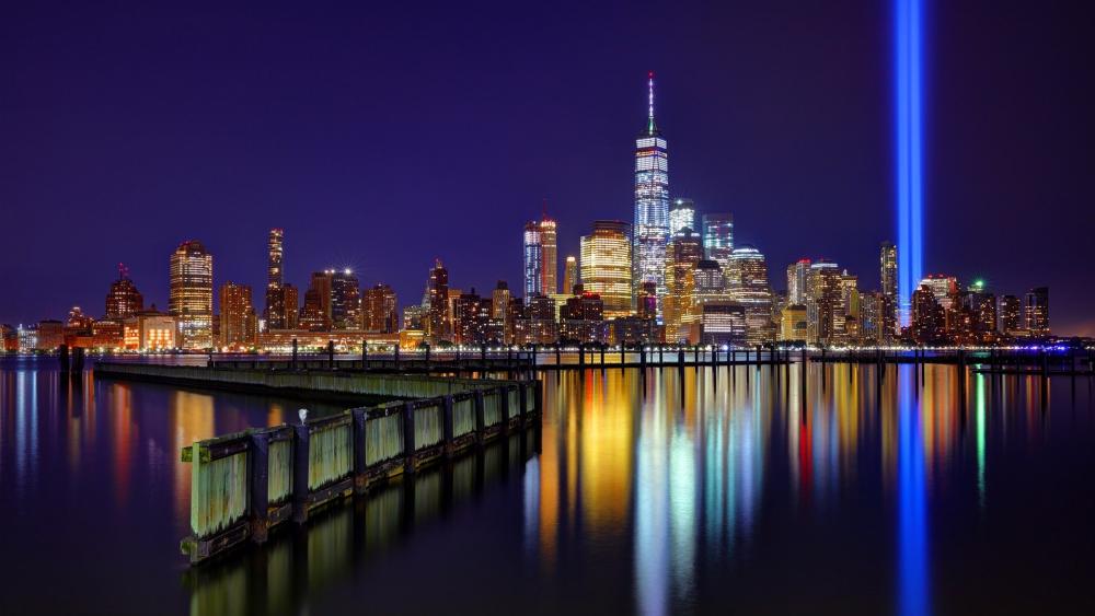 One World Trade Center by night wallpaper