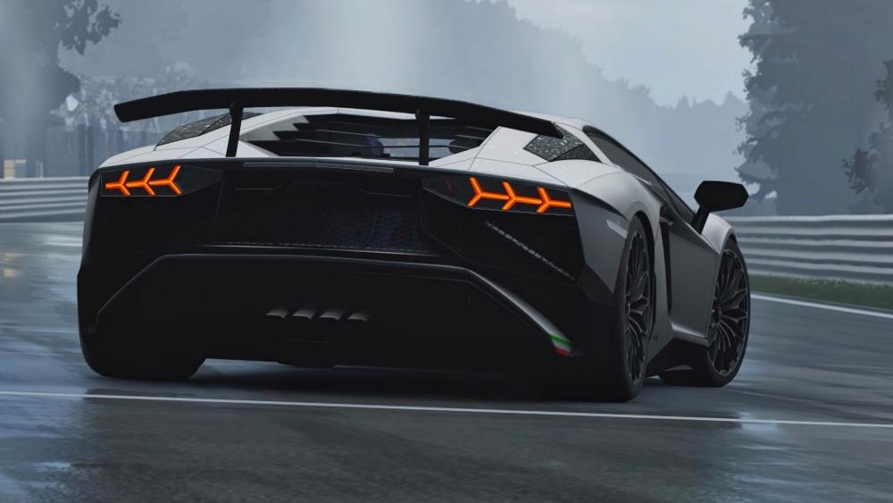 Gleaming Lamborghini in Misty Race wallpaper