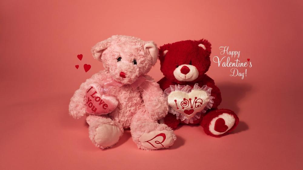 Happy Valentine's Day teddy bears wallpaper