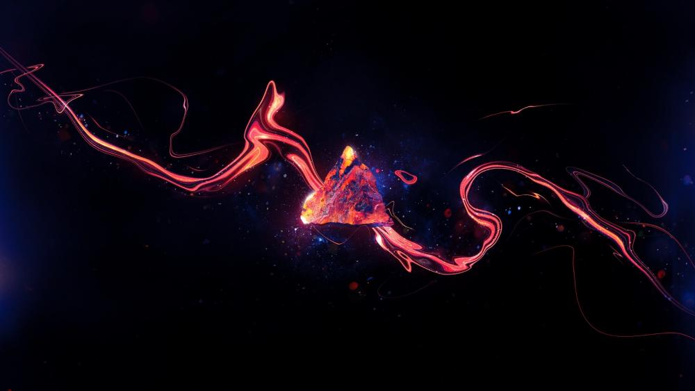 Cosmic Dance of Fiery Triangles wallpaper