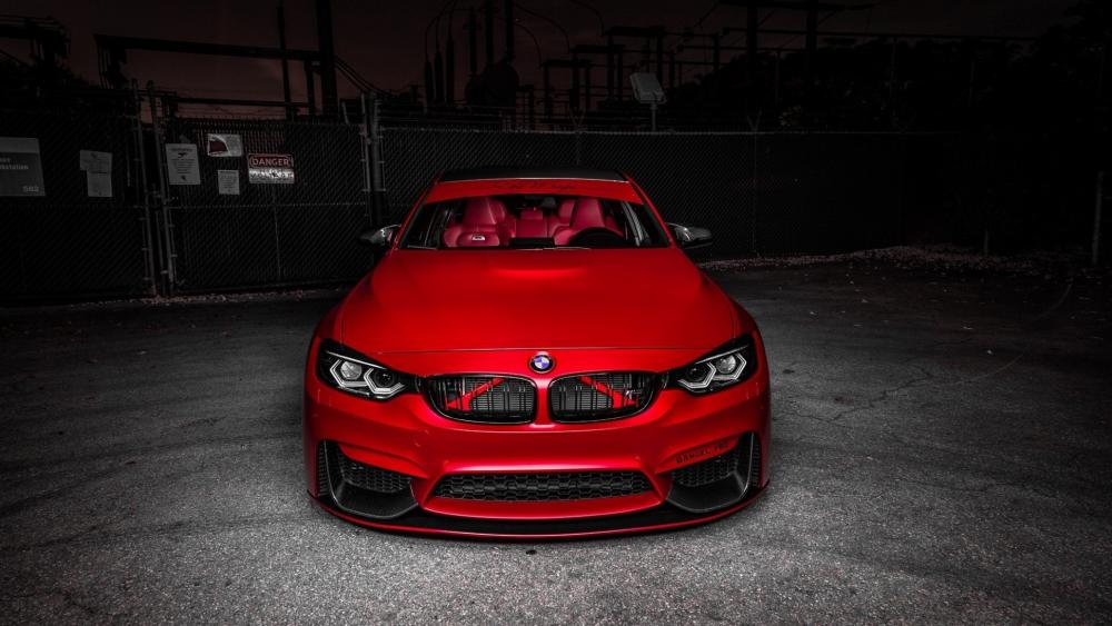 Sleek Red BMW F80 in the Shadows wallpaper