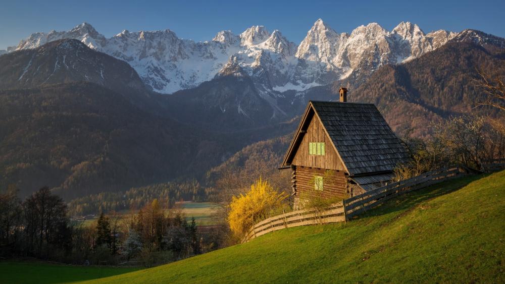 Cabin at Srednji Vrh, Julian Alps (Slovenia) wallpaper
