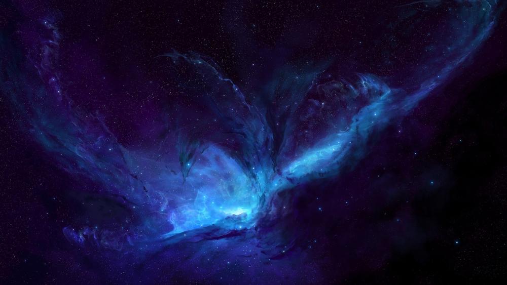 Mystic Blue Nebula Embrace wallpaper