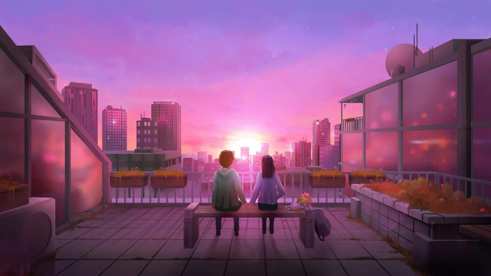 Anime Romance at Dusk wallpaper