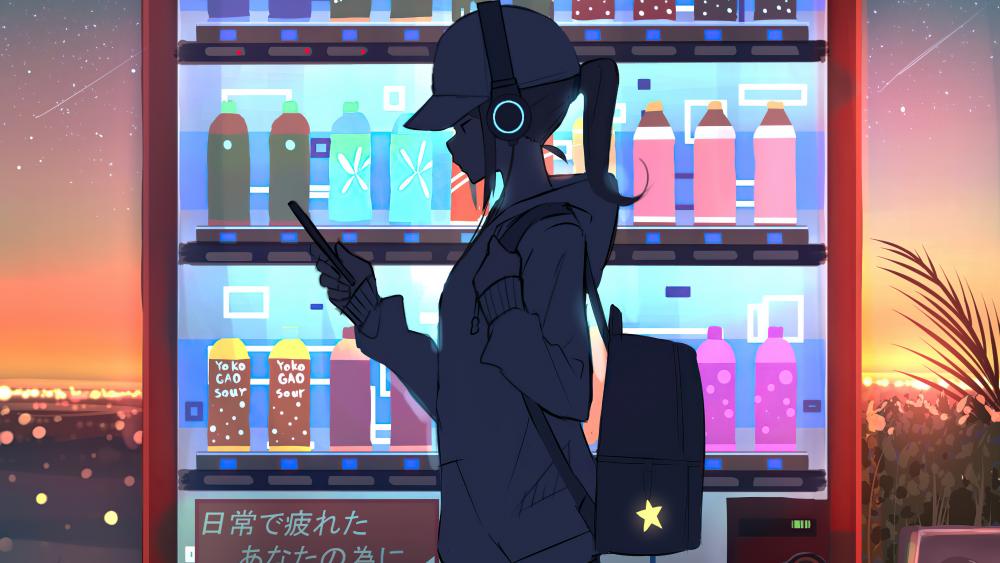 Twilight Melody at the Vending Machine wallpaper