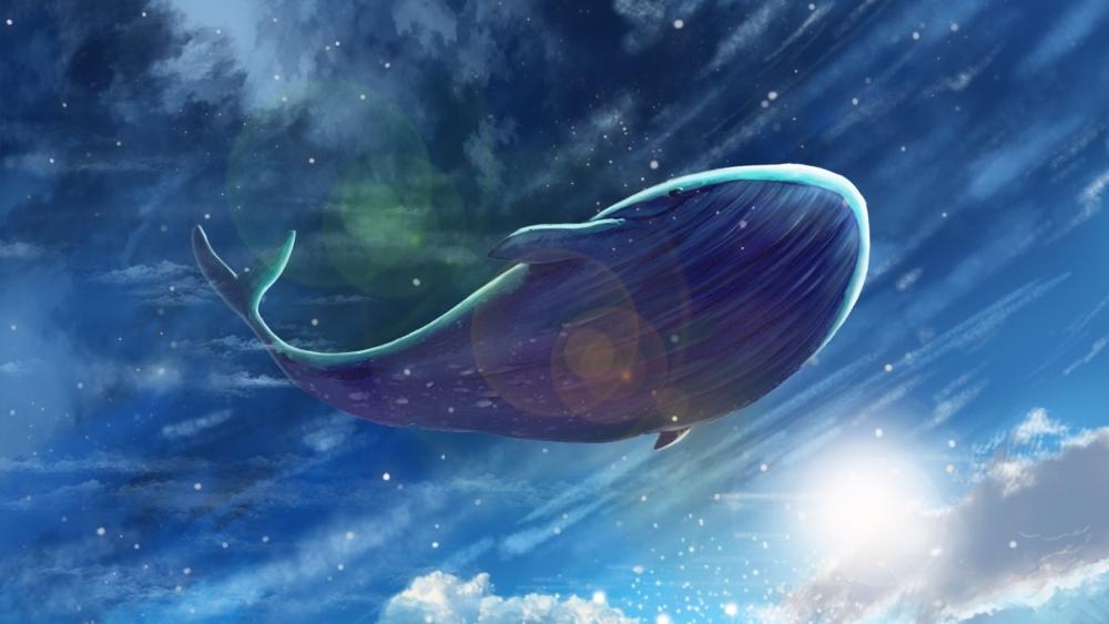 Floating whale wallpaper