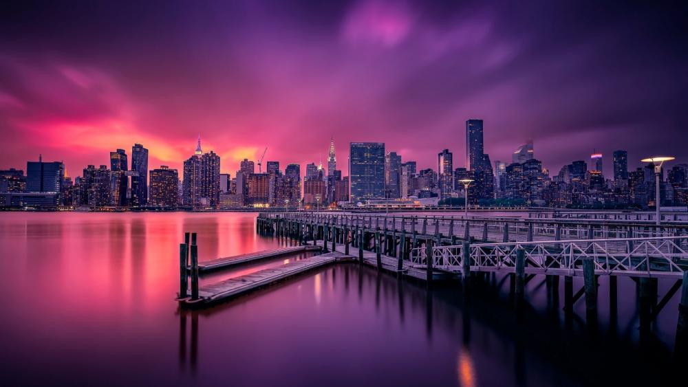 Purple New York City wallpaper