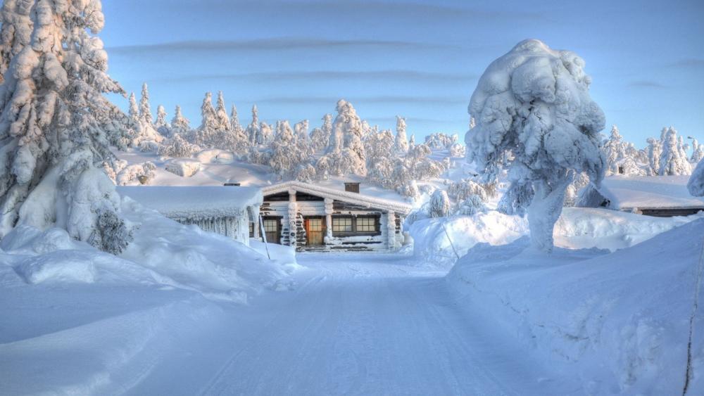 Snowy house (Finland) wallpaper