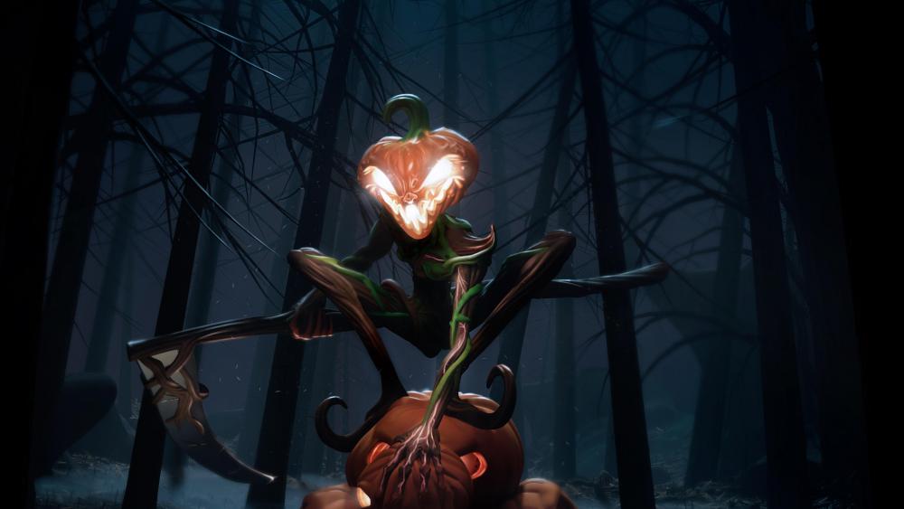 Pumpkin King Reigns in Haunted Forest wallpaper
