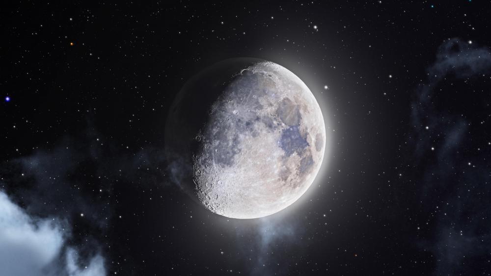 Majestic Moon in Stellar Slumber wallpaper