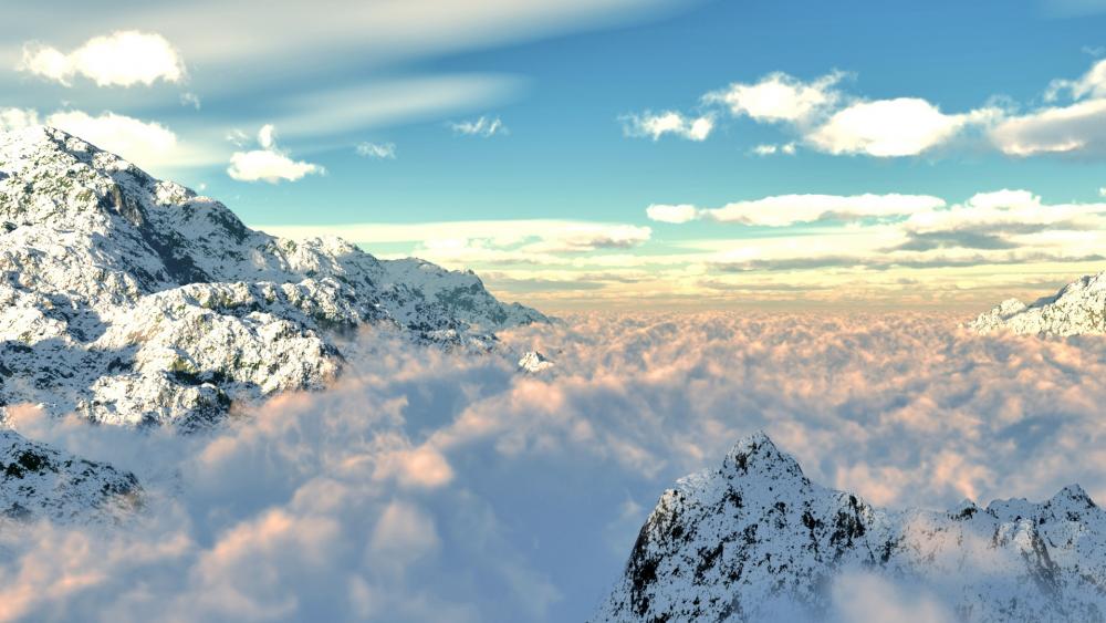 Mountain over clouds wallpaper