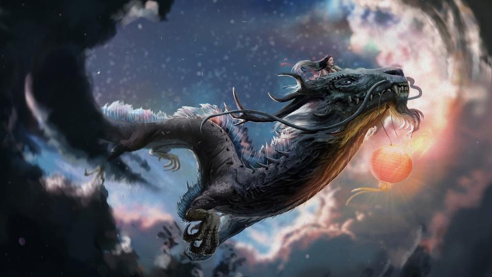 Flying dragon wallpaper
