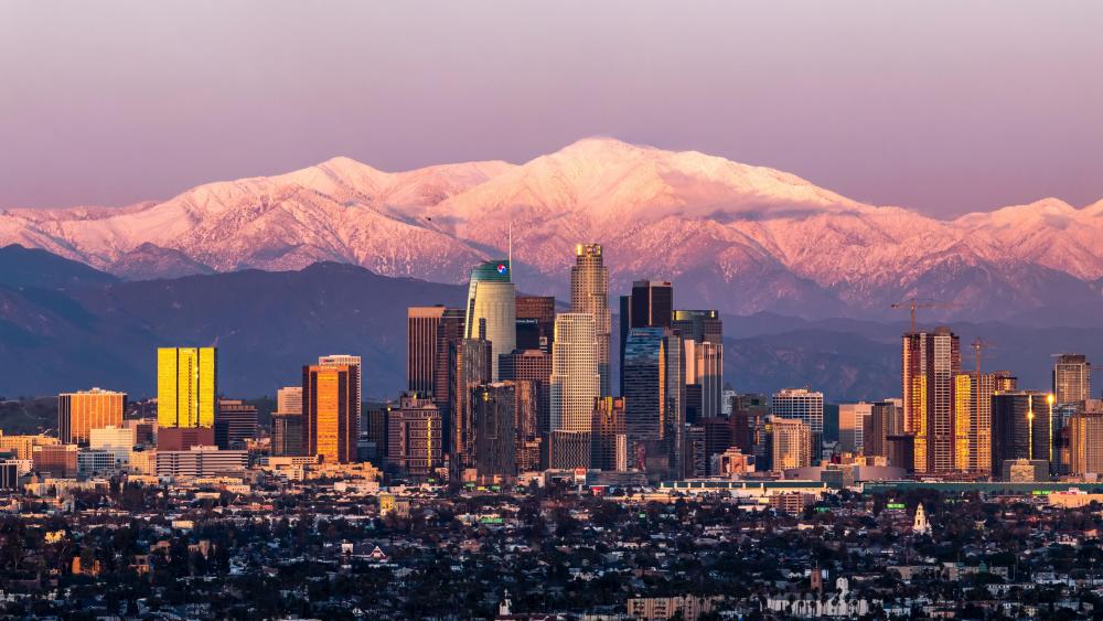 Mount San Antonio and the Los Angeles Skyline wallpaper