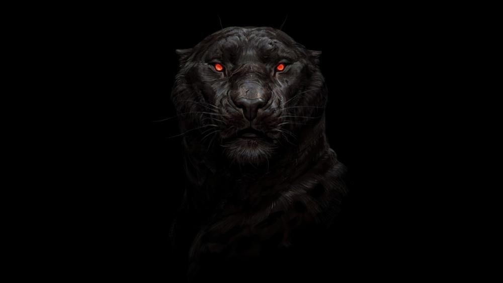 Mystical Panther with Piercing Red Eyes wallpaper