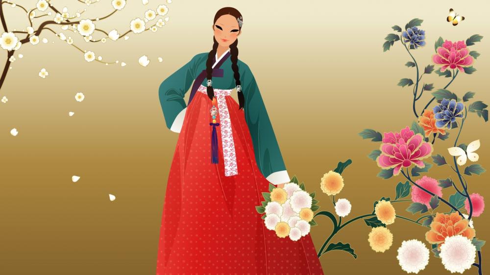 Korean girl in Hanbok wallpaper