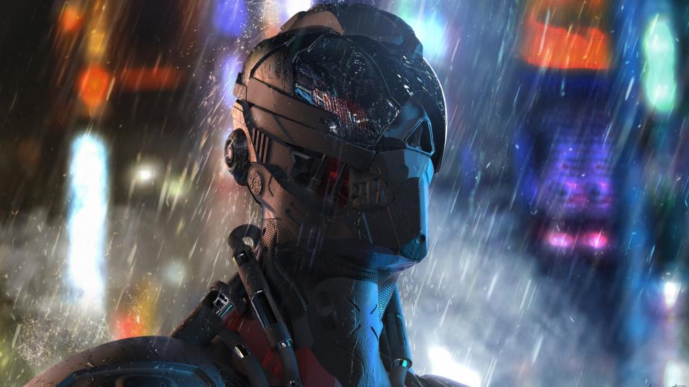 Rain-Soaked Reflections in a Cyberpunk World wallpaper