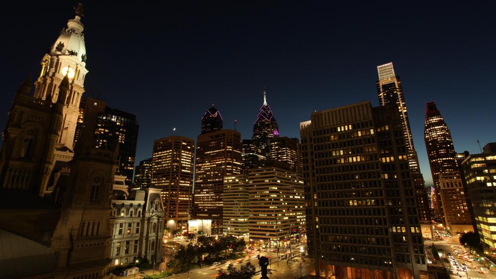 Center City Skyscrapers at Night wallpaper