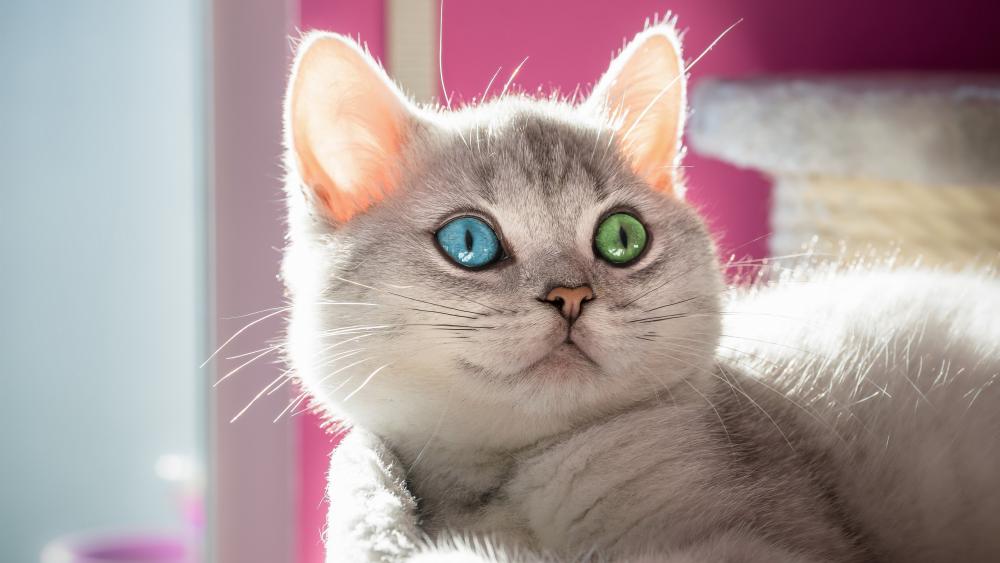 Cat with different colored eyes wallpaper