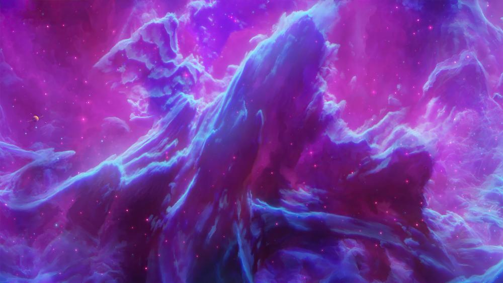 Majestic Purple Nebula Peaks wallpaper