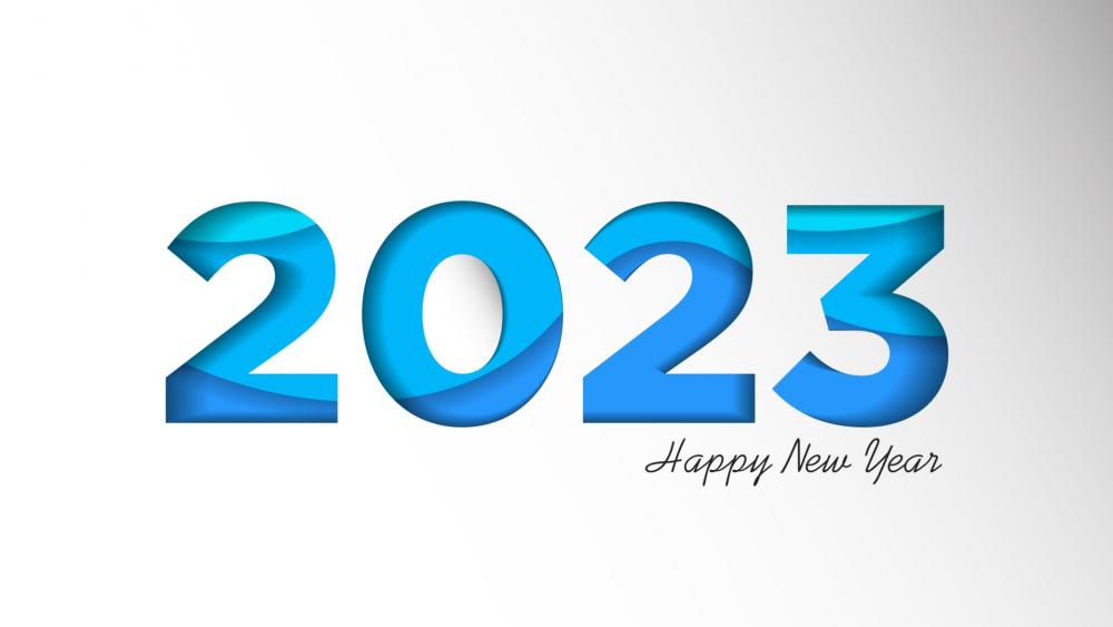 2023 Happy new year in blue wallpaper