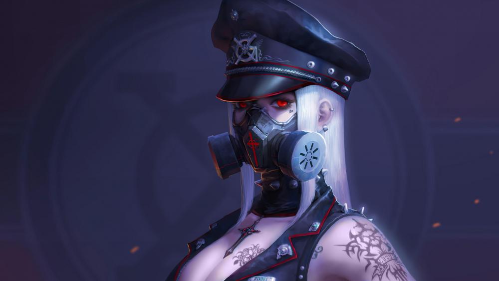 Futuristic Rebel with a Gas Mask wallpaper