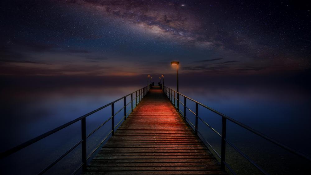 Starry Pier to the Cosmos wallpaper