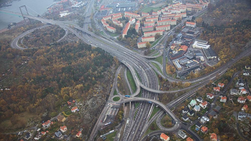 Aerial View of Motorways in Gothenburg wallpaper