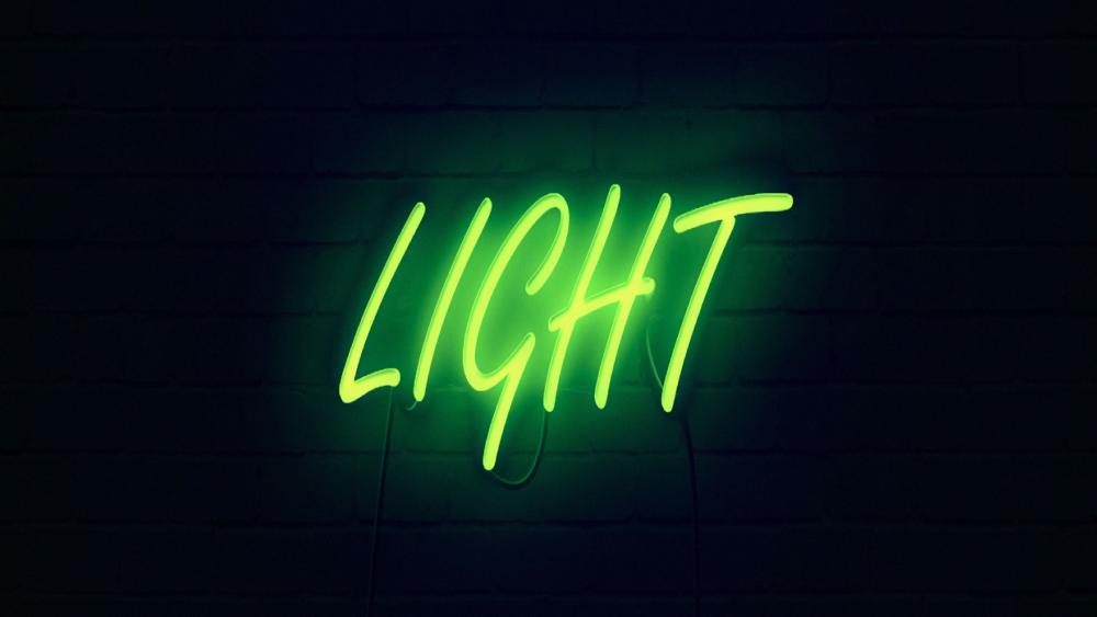 Neon Glow on Brick - Words of Light wallpaper