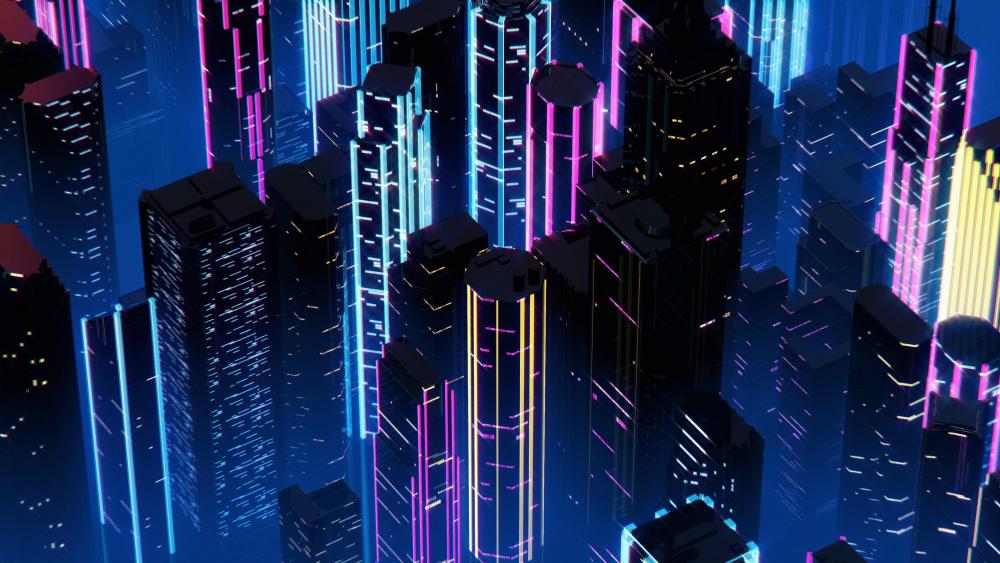Neon Metropolis Dreamscape wallpaper