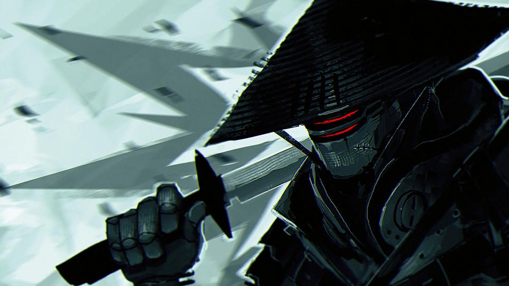 Futuristic Samurai Warrior Emerges wallpaper