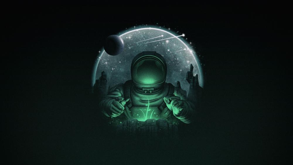 Astronaut Amidst Cosmic Silence wallpaper