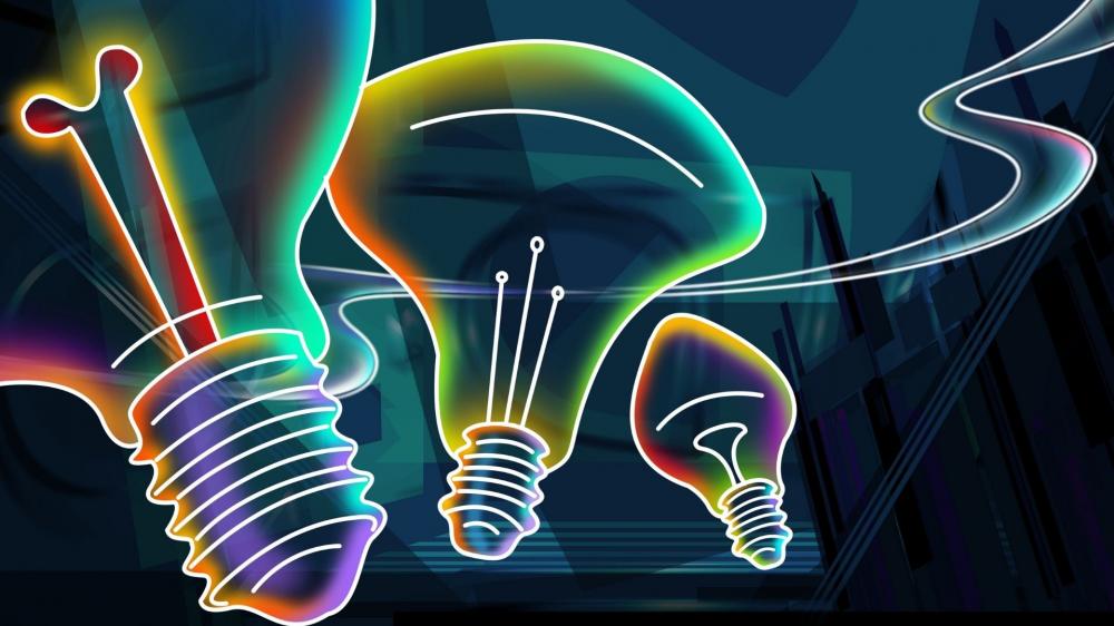 Neon Lightbulbs in Futuristic Glow wallpaper