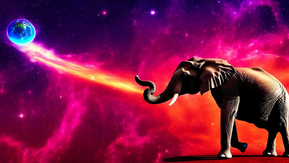 AI-Art: The Elephant and the Universe wallpaper