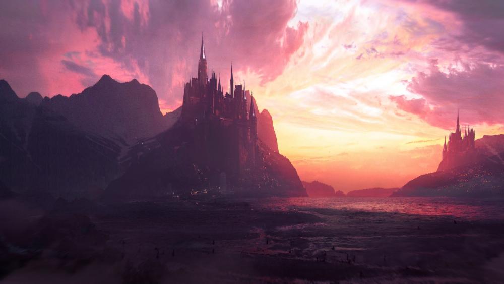Mystical Twilight Castle wallpaper