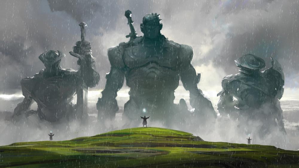Misty Valley of the Silent Giants wallpaper