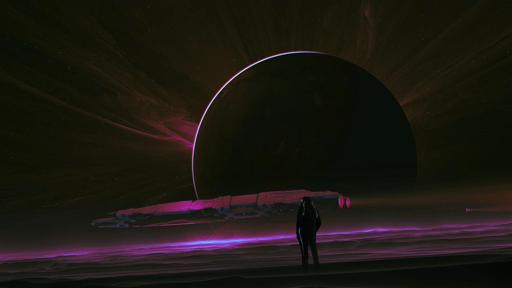 Eclipse over Alien Horizon wallpaper