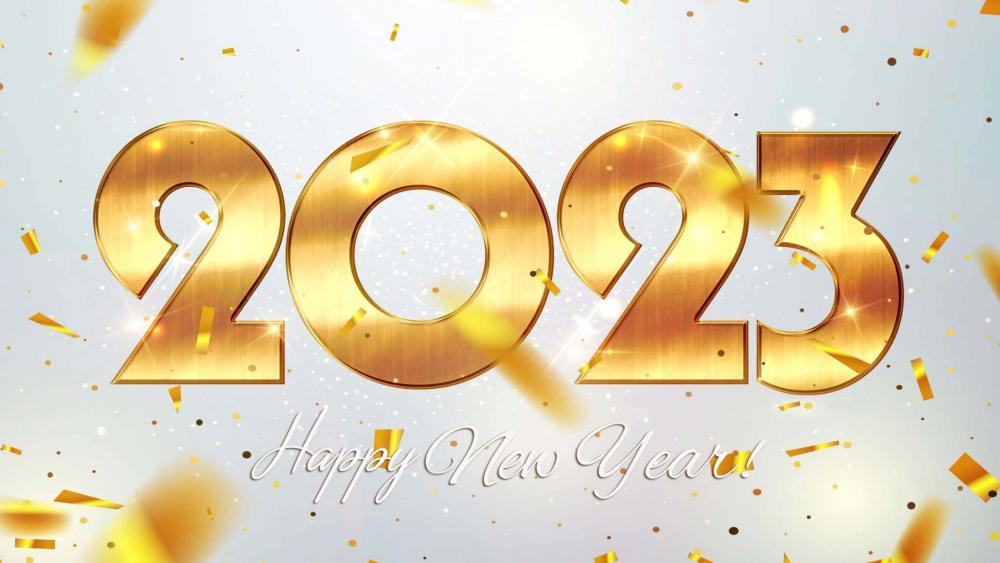 Golden Confetti 2023 Happy New Year wallpaper