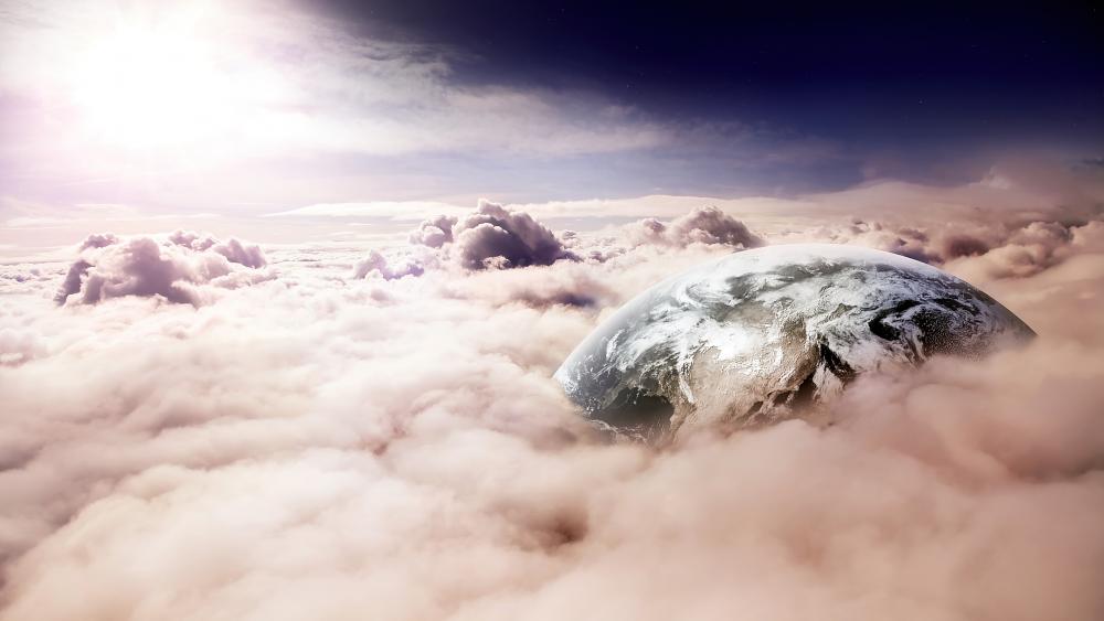 Earth among the clouds wallpaper