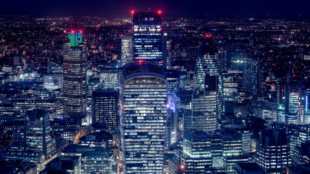 London Skyscrapers at night wallpaper
